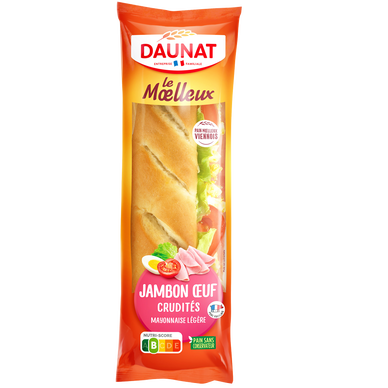 Sandwich baguette le moelleux jambon oeuf crudités mayonnaise DAUNAT,230g
