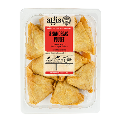 Samossas poulet coco curry + sauce aigre douce, 8 pièces, 220g