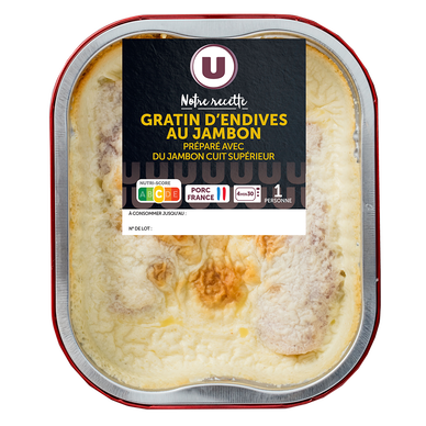 Gratin d'endives au jambon, 1 part, 300g