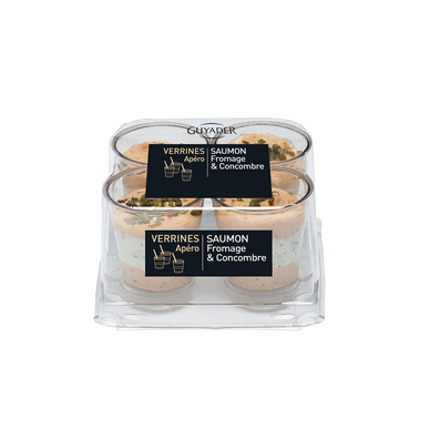 Verrines apéritives saumon, fromage et concombre GUYADER, 4x40g