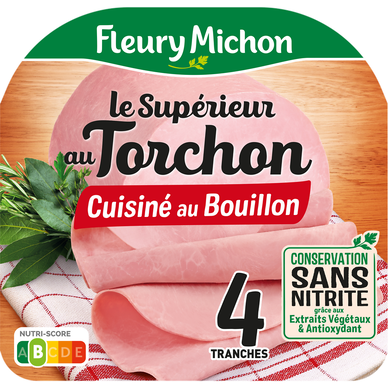 Jambon Le Supérieur au Torchon Cuisiné au bouillon Conservation sans nitrite FLEURY MICHON - 140g