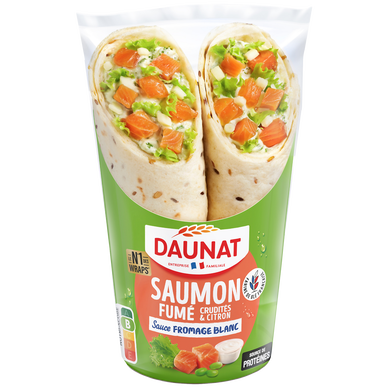 Sandwich wraps duo de saumon sauce yaourt et herbes DAUNAT, 190g