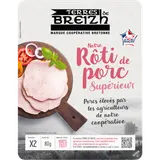 Notre rôti de porc nature cuit supérieur TERRES DE BREIZH, 2 tranches,80g