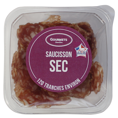 Bol de saucisson sec nature, VPF, GOURMETS CHARCUTIERS, 120 tranches environ, 90g