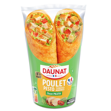 Sandwich wrap be wrappy poulet rôti, tomates marinées et sauce pesto DAUNAT, 190g
