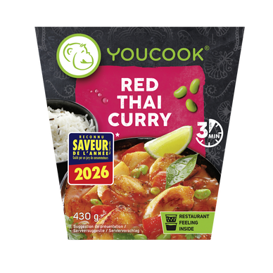 Filet de poulet et légumes,sauce curry épicée au lait de coco et riz YOUCOOK 430g
