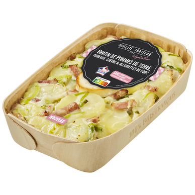 Gratin pomme de terre poireau chèvre et lardons VPF QUALITE TRAITEUR,1 part, 300g