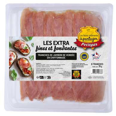 Jambon de vendée extra fines IGP PETITGAS 8 tranches 70G