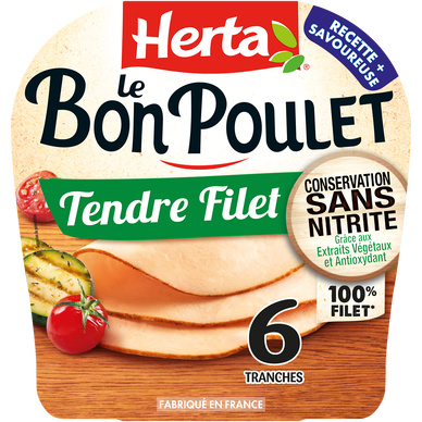 Tendre filet le bon poulet HERTA x6 tranches 195g