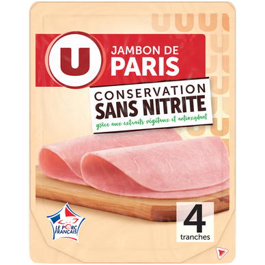 Jambon de Paris Conservation Sans Nitrite U 4 tranches 140g