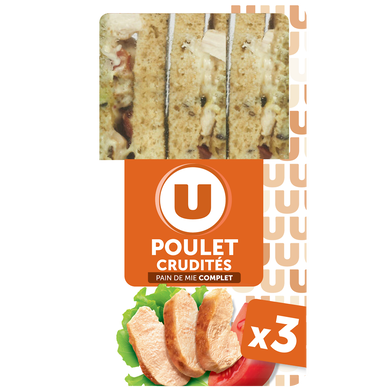 Sandwich Poulet Crudités U x3 210g