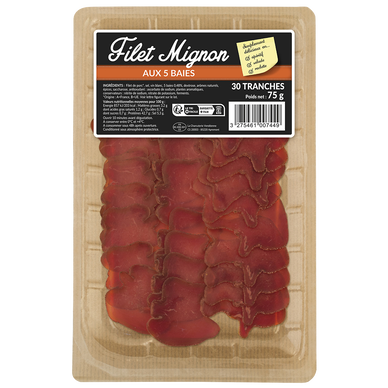 Filet mignon aux 5 baies, 30 tranches, 75g