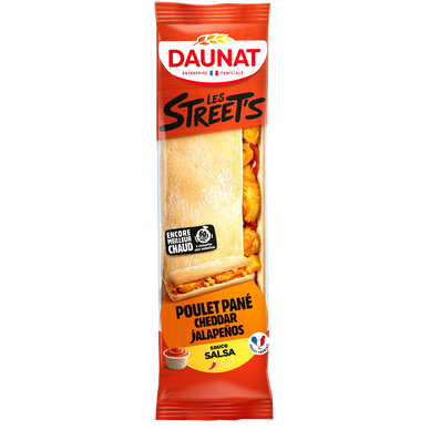 Baguette les street's poulet pané cheddar jalapenos sauce salsa DAUNAT200g