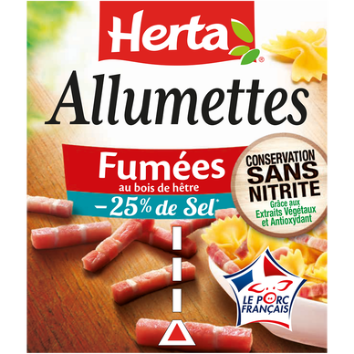 Allumettes fumées  -25% de sel conservation sans nitrite HERTA 2x75g