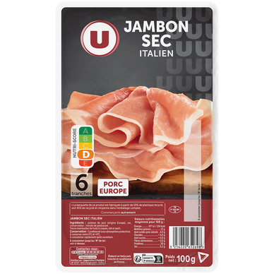 Jambon sec Italien - x6 tranches, 100g