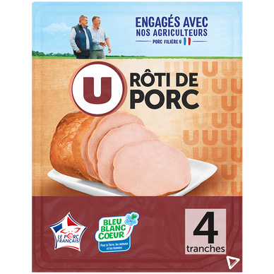 Roti de porc nature Bleu Blanc Coeur - x4 Tranches 160g