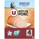 Roti de porc nature Bleu Blanc Coeur U - x4 Tranches 160g