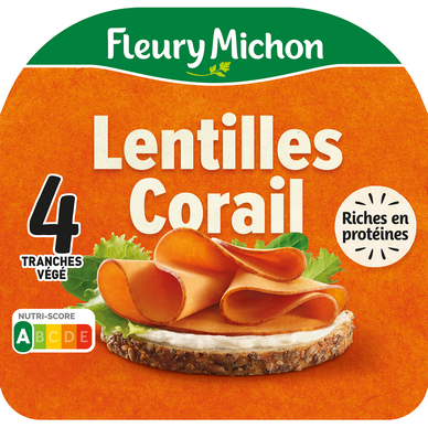 Tranches végétales à base de Lentilles corail FLEURY MICHON 4 tranches- 120g