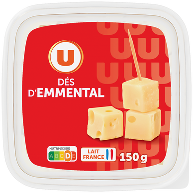 Emmental français pasteurisé mini dés  30% de MG, 150g