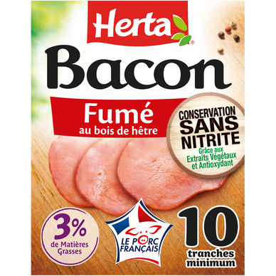 Bacon Fumé Conservation Sans Nitrite HERTA x10 - 120g