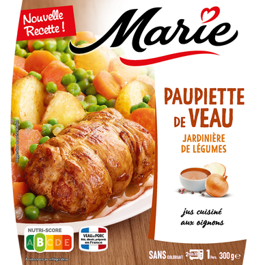 Plat cuisiné individuel Paupiette de veau et jardinière de légumes MARIE, 300g