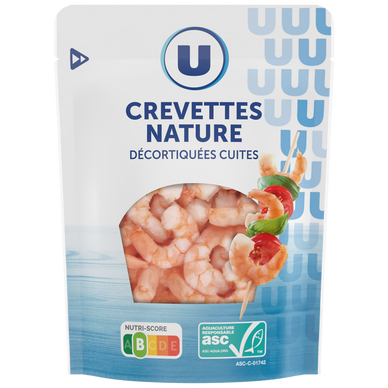 Crevettes nature cuites et décortiquées  100g