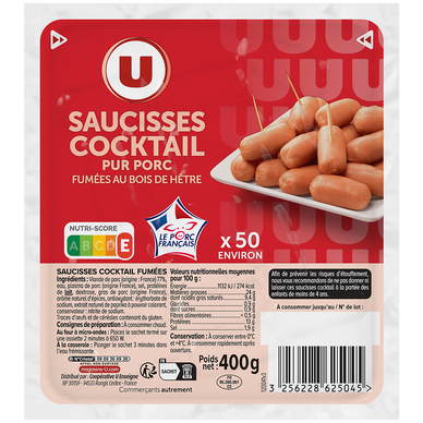 Saucisses cocktail fumées - x50, 400g