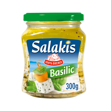 Dés de fromage de brebis au basilic SALAKIS - 300gLAKIS, 25,8% de MG, bocal de 300g