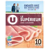 Jambon supérieur avec couenne Bleu Blanc Coeur, 10 tranches 400g
