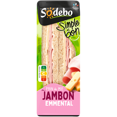 Sandwich complet jambon beurre et emmental SODEBO, 145g