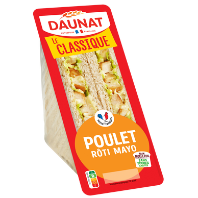 Sandwich triangle poulet rôti et mayonnaise DAUNAT, 160g