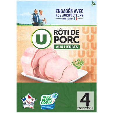 Rôti de porc aux herbes Bleu Blanc Coeur U 4 tranches 160g