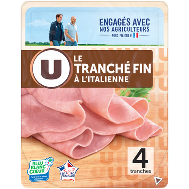 Jambon Supérieur sans couenne Tranché fin à l'italienne - x4 tranches,120g