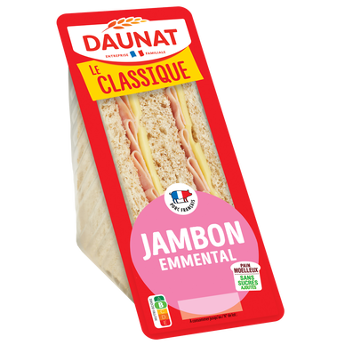 Sandwich triangle plaisir vrai jambon emmental DAUNAT, 160g