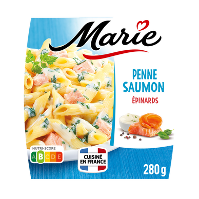 Plat cuisiné individuel Penne au saumon et crème d'épinard MARIE, 280g