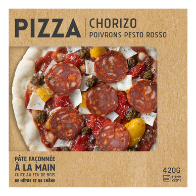 Pizza chorizo poivrons pesto rosso, 420g