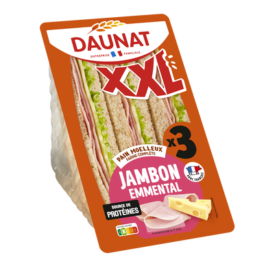 Sandwich triangle XXL jambon, emmental et salade DAUNAT, 230g