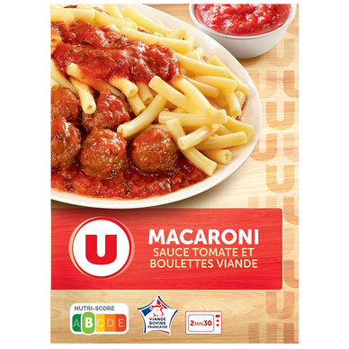 Plat cuisiné individuel Macaronis sauce tomate et boulette de viande 280g