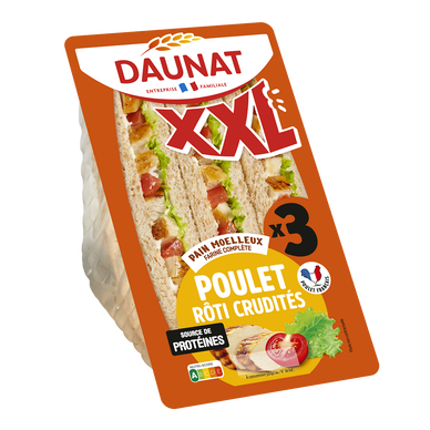 Sandwich triangle XXL poulet rôti et crudités DAUNAT, 230g
