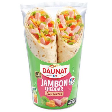 Sandwich Wrap jambon cheddar sauce burger DAUNAT, 190g