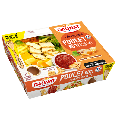 Champêtre poulet rôti emmental mimolette DAUNAT, barquette 320g