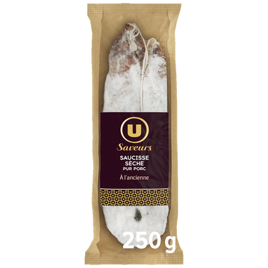 Saucisse sèche courbe à l'ancienne Pur Porc - 250g