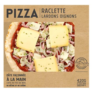 Pizza façon Raclette lardons oignons, 420g
