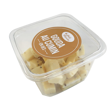 Dés gouda au cumin, PETIT MARCHE, 30,2%MG, 120g