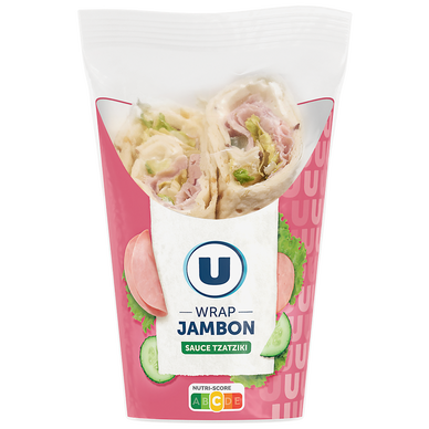 Sandwich Wrap jambon cuit crudités tzatziki, 180g