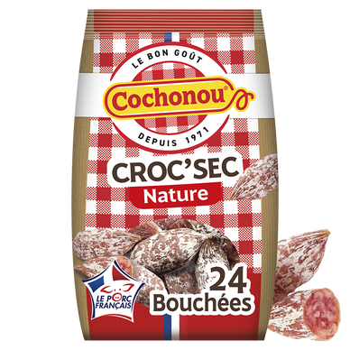 Saucisson Croc Sec Porc Français - COCHONOU - 24 bouchées - 150g