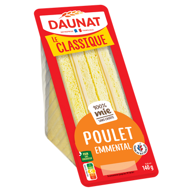 Sandwich le club loves mie poulet emmental DAUNAT, 140g