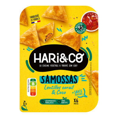 Samossas lentilles coral&coco sauce rougail HARI&CO x6 140g