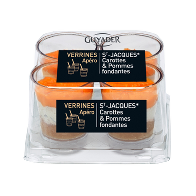 Verrines apéritives saint jacques carottes et pommes fondantes GUYADER, 4x40g