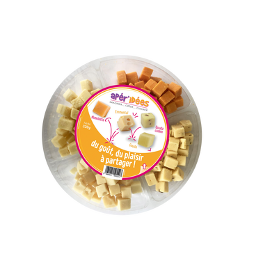 Plateau 4 fromages lait pasteurisé (emmental, mimo, gouda, gouda cumin) APER'IDEES, 28%mg, 320g